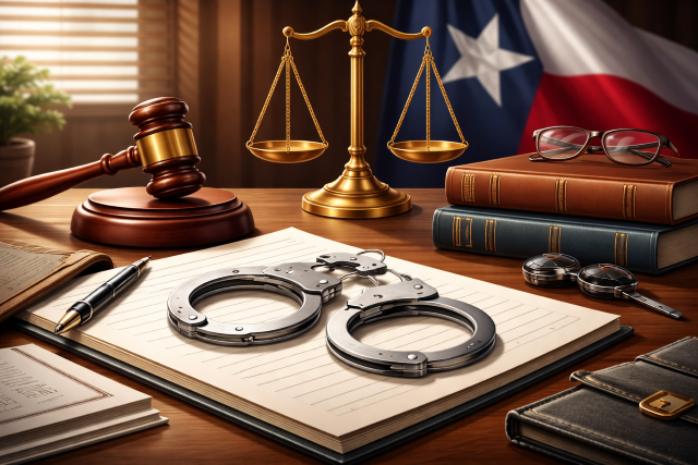 Illustration showing elements of criminal law in Texas.