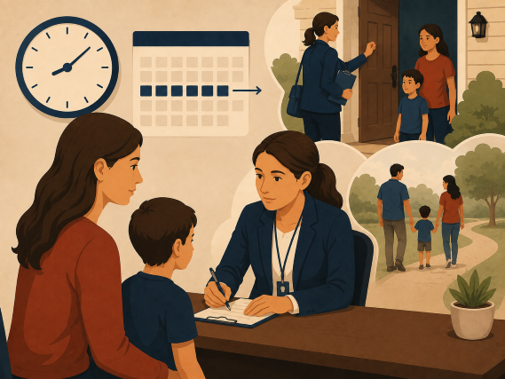 Texas mother meeting with CPS caseworker.