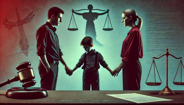 Professional image depicting a child custody dispute in Texas.