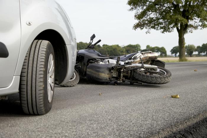 motorcycle hit by car