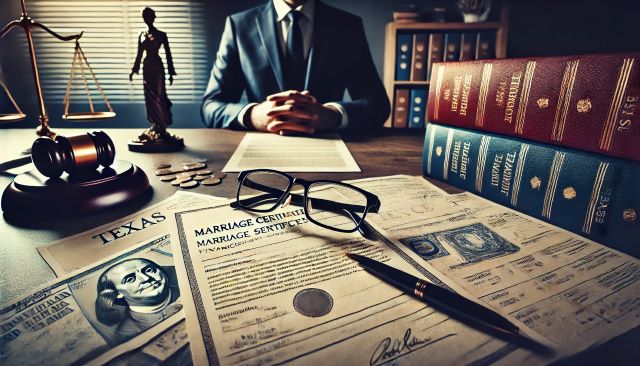 Professional imagery depicting themes of preparation for Texas divorce.