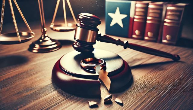 Image representing a divorce after a long marriage in Texas.