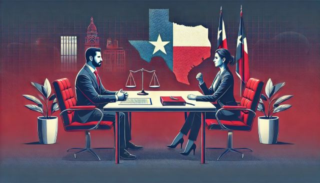 Texas couple negotiating divorce terms.