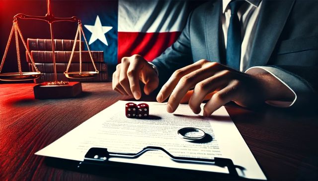 Image representing a Texas man gambling his divorce terms.