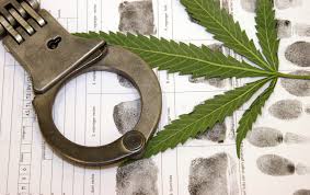 marijuana leaf and handcuffs