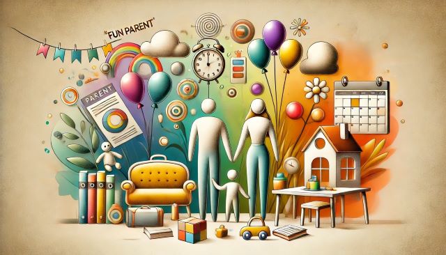 Image representing co-parenting with a fun parent.