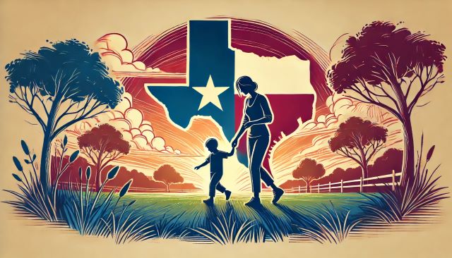 Texas mom spending time with her child after increasing parenting time.