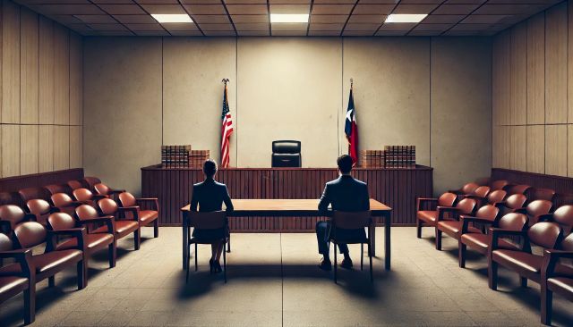 Texas couple in court, contesting their divorce.